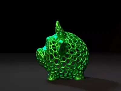 Bull in the form of a ball Voronoi 3D print model