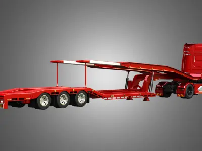 Daf XG Truck with Van Transporter Trailer 3D Model Pack
