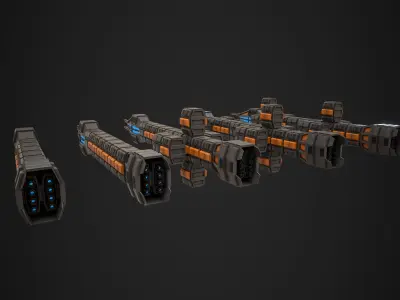 Modular Spaceship Six Low-poly 3D model
