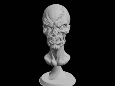 Alien King Bust Supreme Extraterrestrial Ruler 3D print model