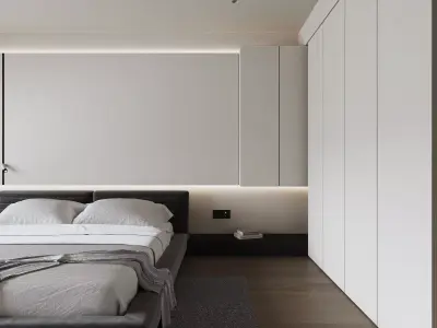 Minimalist Style Bedroom 3D Model 3D model