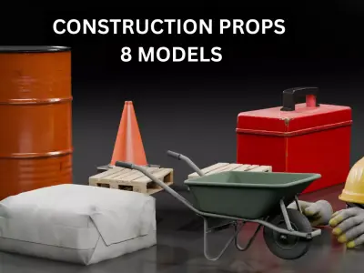 Construction Site Props Pack Low-poly 3D model
