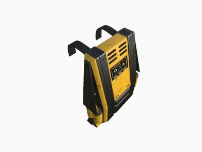 SciFi Backpack F02 Yellow - Fashion Character Design Low-poly 3D model