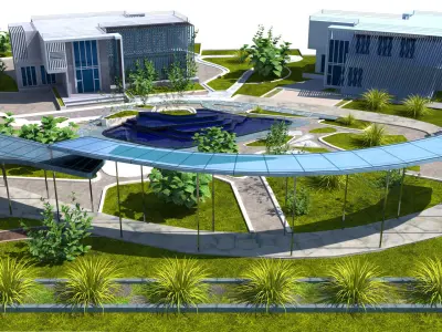 Urban Oasis Modern Park Landscape Low-poly 3D model