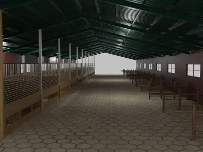 Horse Stable Low-poly 3D model