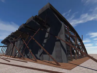 Convention Center Destroyed Low-poly 3D model
