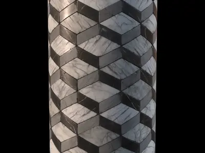 Aged ornamental marble tiles PBR material Texture