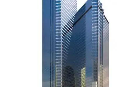 Double Metal And Glass Skyscraper 3D model