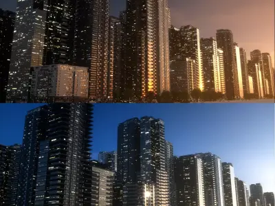 City Block Collection B Ver1 and Ver2 3D Model Pack