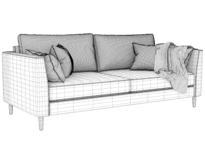 Modern 2-Seater Fabric Sofa 3D model
