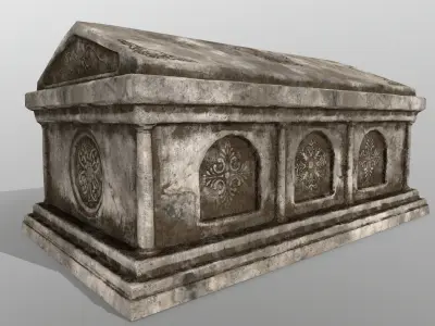 tomb 3 stone casket Low-poly 3D model