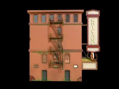 Stylized cinema Low-poly 3D model