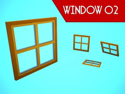 WINDOW 02 CARTOON STYLIZED Low-poly 3D model