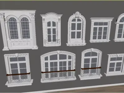  European-style windows 3D model