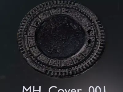 14 Pieces Manhole Covers  Low-poly 3D model