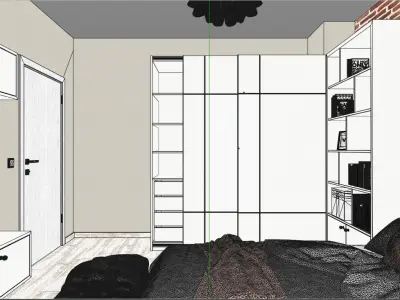 Modern Teen Bedroom Interior Scene 3D model