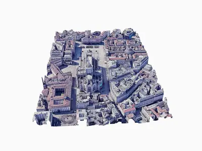 Milan Cathedral - aerial view Low-poly 3D model