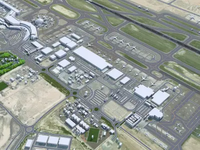 Abu Dhabi Airport 15km Low-poly 3D model