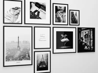 Frames Photo Modern Set 1 - Black and White - Scandinavian style Low-poly 3D model