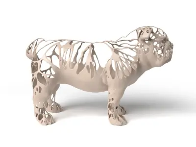 Bulldog Dust Voronoi Low-poly 3D model