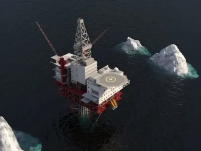 Jotun B Offshore Oil Platform Low-poly 3D model