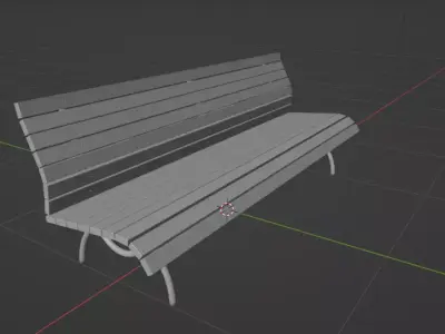 Park bench Low-poly 3D model 8