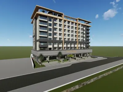 Hotel and Residential Building 3D model