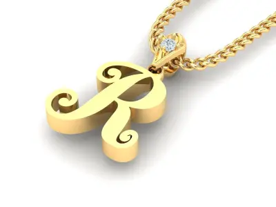 Light Gold Fancy Font Pendant R 3D print model