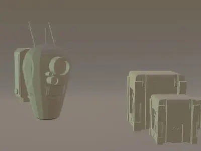 Robot mecanic assistant Low-poly 3D model