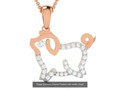 8 Puppy Diamond Light Weight Kids Pendant Necklace Charms 3D Model Pack