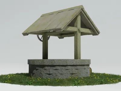 Old Well GameReady Low-poly 3D model