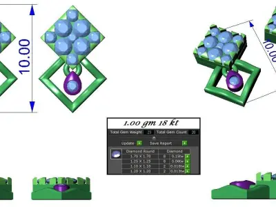 Triangular Light wt Pendant Earrings Set 3dm stl obj mtl gltf 3D print model