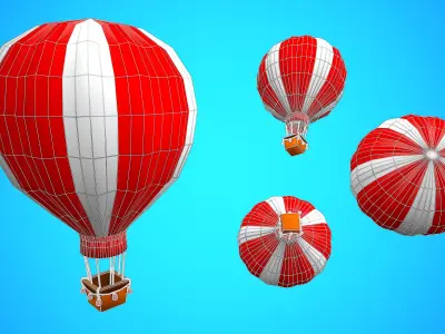 HOT AIR BALLOON CARTOON STYLIZED 11 Low-poly 3D model