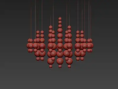 Bubble chandelier with golden glass beads 3D model