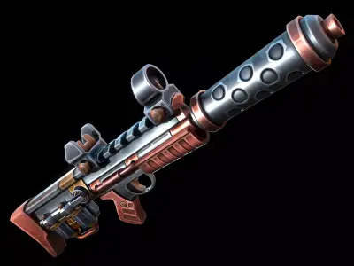 Stylized Sci-fi Rifle Low-poly 3D model