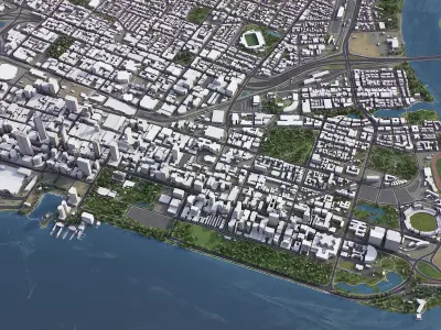 Perth - 3D City Model Low-poly 3D model