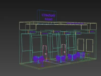 Booth Exhibition Stand Stall 4x10m Height 500 cm 2 Side Open 3D model