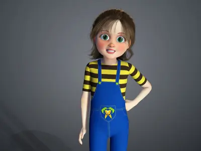 Cartoon Girl - Stylish Rigged Character  3D model