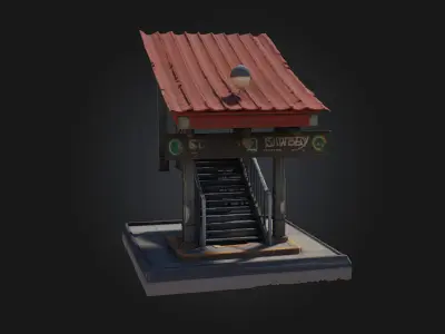 Subway Entrance Miniature  Urban Depth in Compact Scale 3D model