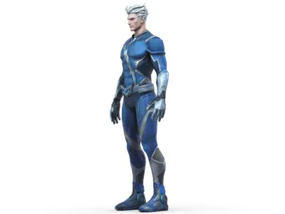 Quick Silver Speedster Marvel Hero 3D Model Game Ready Rigged Low-poly 3D model