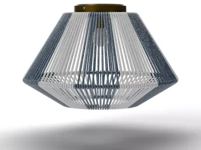 Flush Mount Ceiling Light with Woven Paper Rope Shade Chandelier Low-poly 3D model