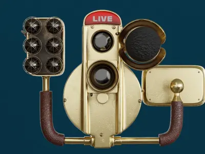 Retro vintage golden Live Stream Camera 3D model