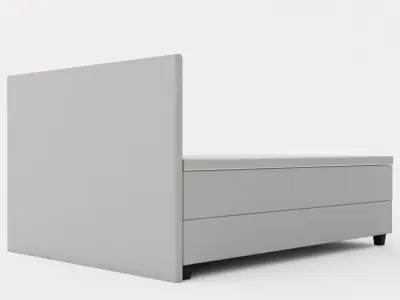 Royal Continental Bed With Storage 160x200 Light Gray Low-poly 3D model