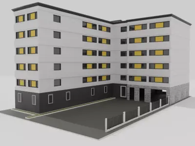 Building apartment Low-poly 3D model
