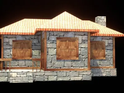 medieval house low poly village town residential game ready 9 Low-poly 3D model