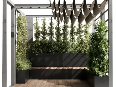 Landscape Furniture with Pergola and Roof garden 09 3D model