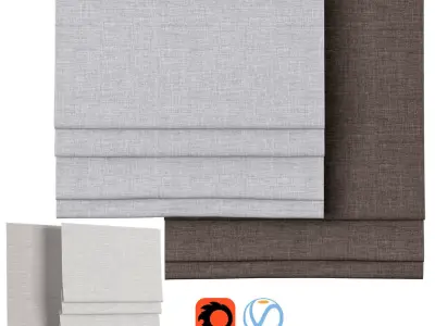 Roman Curtains 79 Westelm Crossweave Roman Shades 3D model