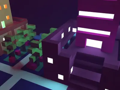 Neon City Low-poly 3D model