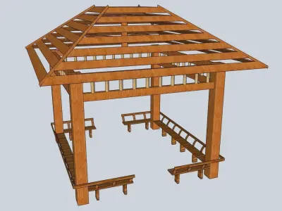 wooden pavilon 3d sketchup model 3D model