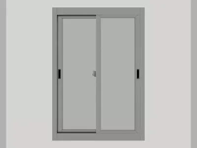 Bathroom Window Aluminium with Ribbed Glass 3D model